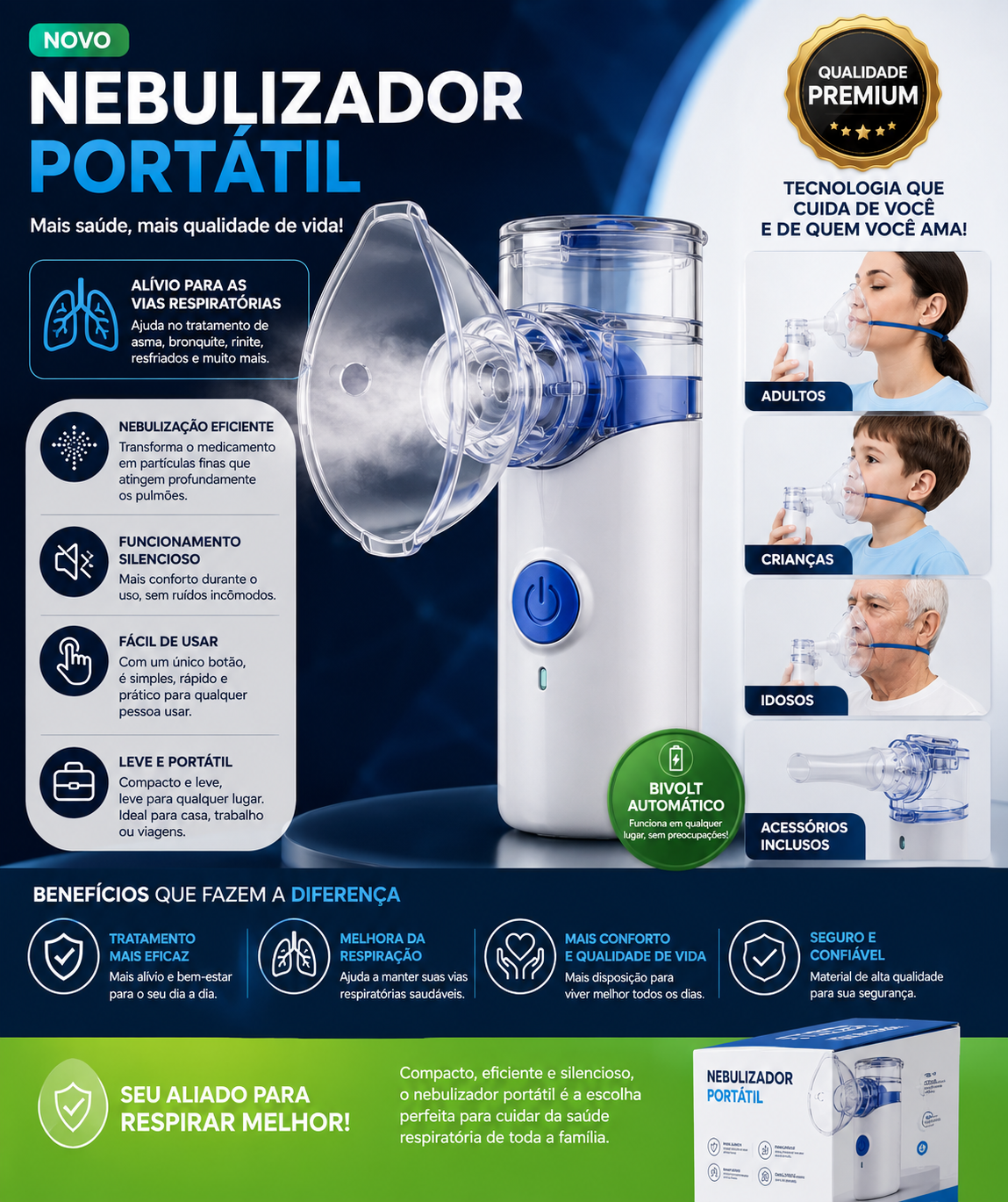 Nebulizador Portátil Silencioso e Recarregávelver!